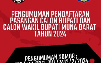 Pengumuman Pendaftaran Pasangan Calon Bupati dan Calon Wakil Bupati Muna Barat tahun 2024