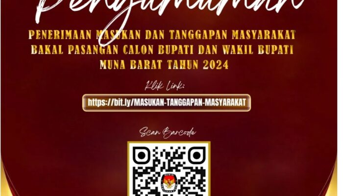 KPU Mubar Buka Pengumuman Tanggapan Masyarakat Terhadap Pasangan Calon Bupati dan Wakil Bupati Mubar