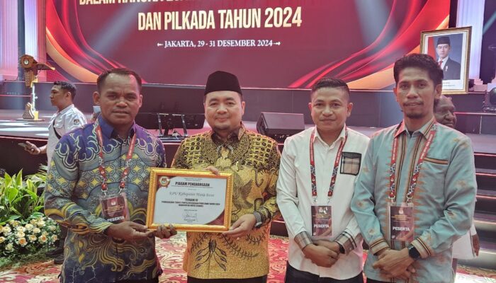 KPU Mubar Raih Penghargaan Terbaik Ketiga Nasional Pengelolaan Teknis Penyelenggaraan Pemilu 2024