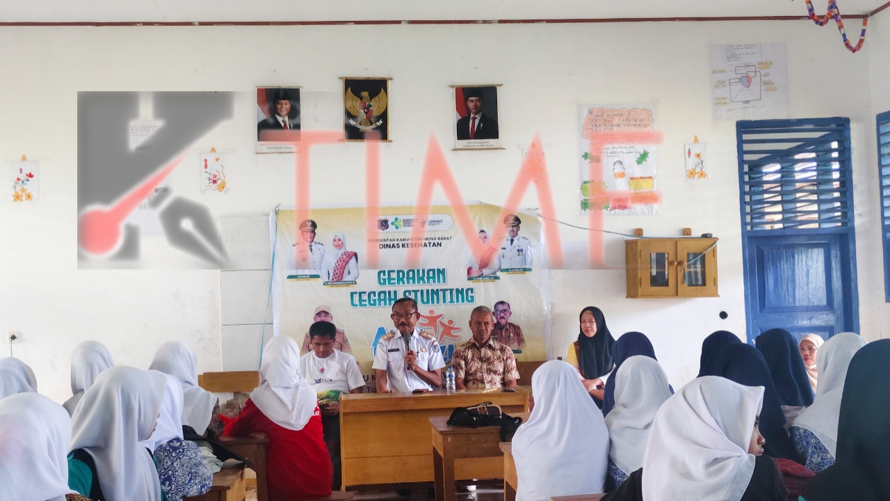 Ketgam : Dinas Kesehatan (Dinkes) Kabupaten Muna Barat (Mubar) menggelar Gerakan Cegah Stunting dan Aksi Bergizi di SMP Negeri 1 Wadaga, Rabu (12/11/2025),(foto:kabartime.com).
