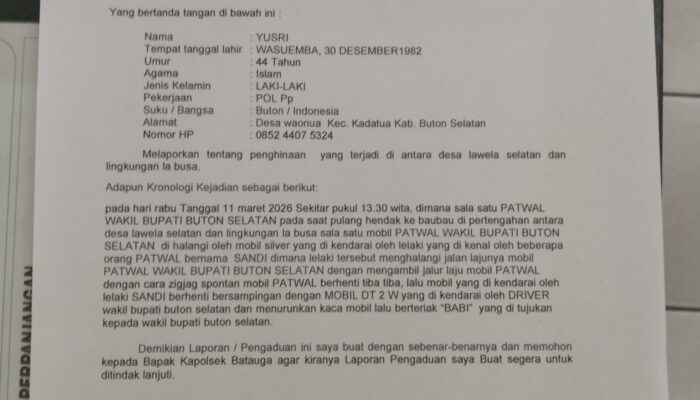 Hentikan Paksa Kendaraan Wakil Bupati, Anak Bupati Busel Diduga Lontarkan Cacian, Kini Dilaporkan Di Polisi