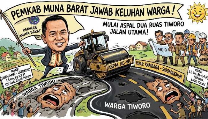 Pemkab Muna Barat Jawab Keluhan Warga Tiworo, Mulai Aspal Dua Ruas Jalan Utama